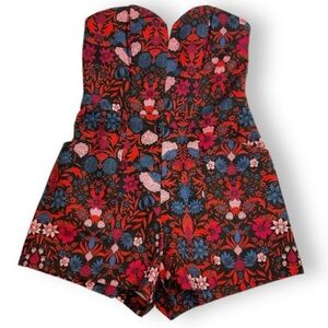 H&M CONSCIOUS Floral Strapless Romper Size US 8 NWOT